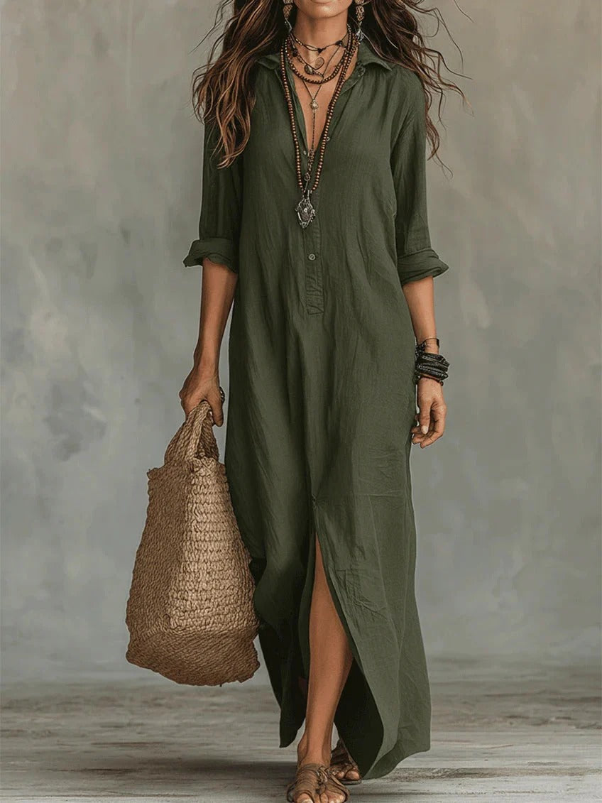 Triana | Vestido largo tipo maxi con botones