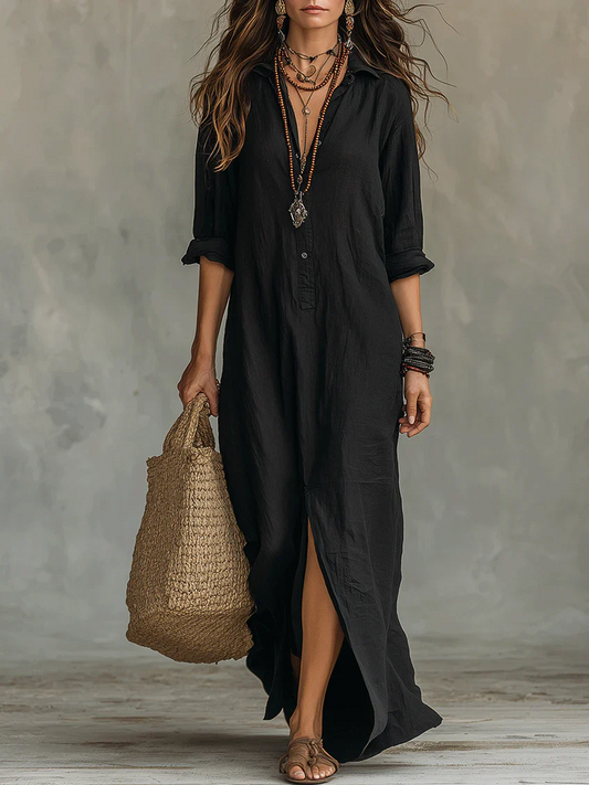 Triana | Vestido largo tipo maxi con botones