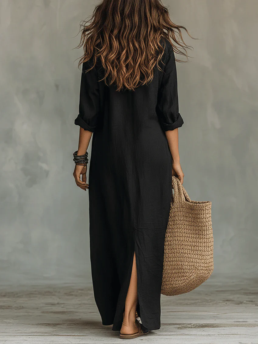 Triana | Vestido largo tipo maxi con botones