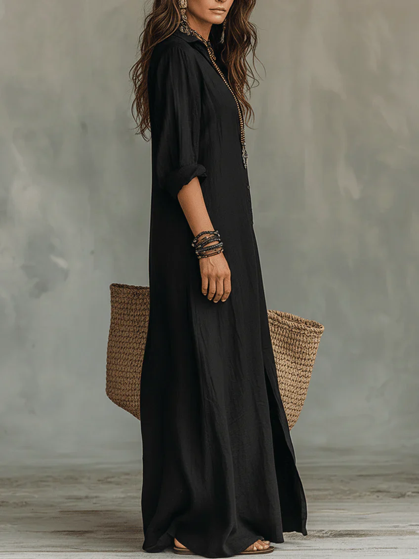 Triana | Vestido largo tipo maxi con botones