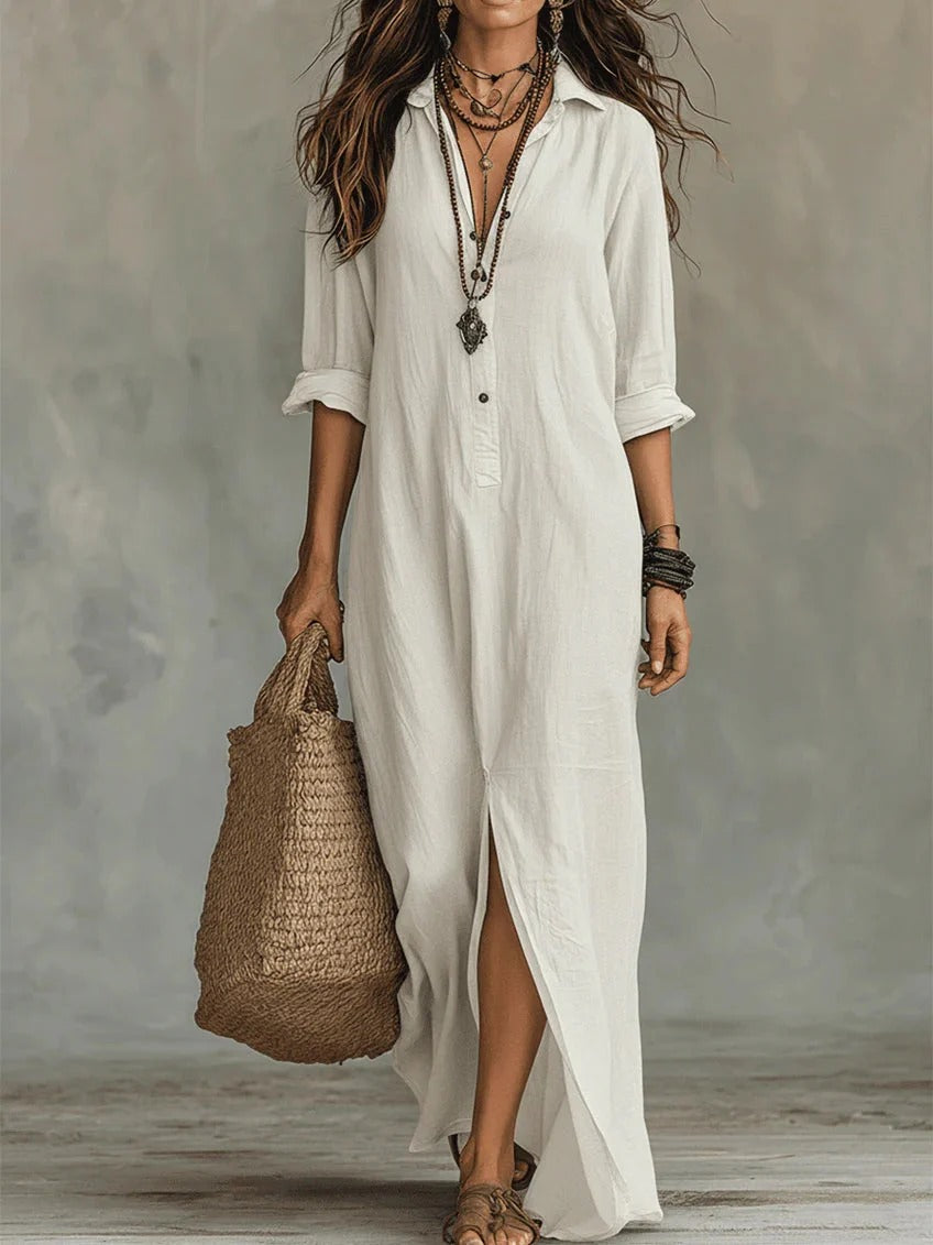 Triana | Vestido largo tipo maxi con botones